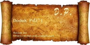 Dodek Pál névjegykártya